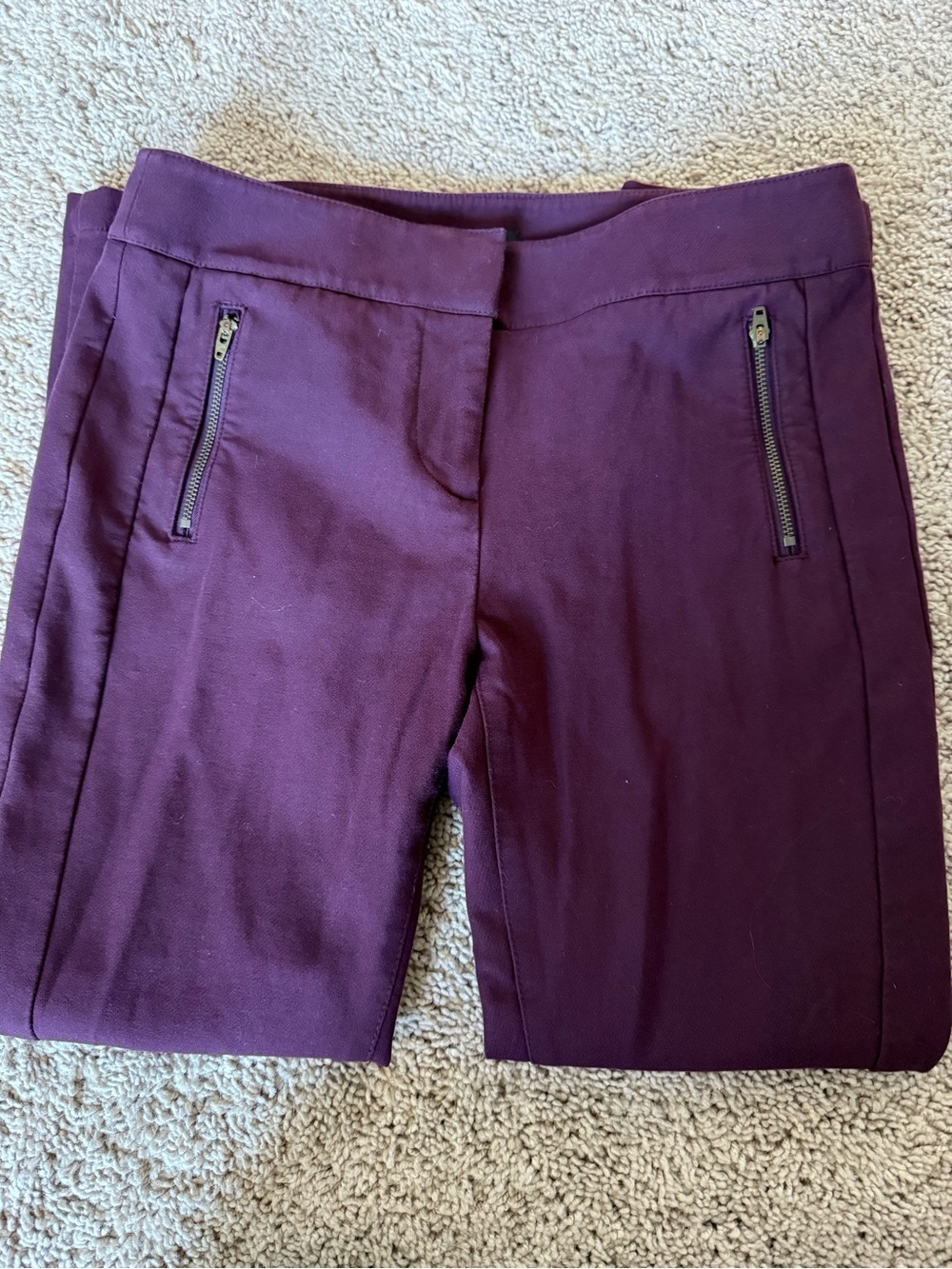LOFT Deep Plum Zip-Front Dress Pants - Marisa Skinny